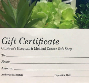 Children’s Nebraska Gift Shop Gift Certificate